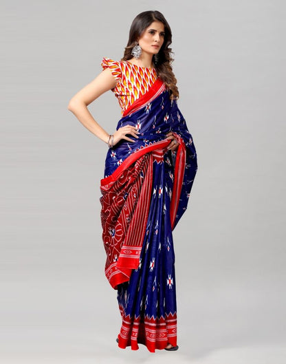 Royal Blue Coloured Cotton Printed Saree | Sudathi