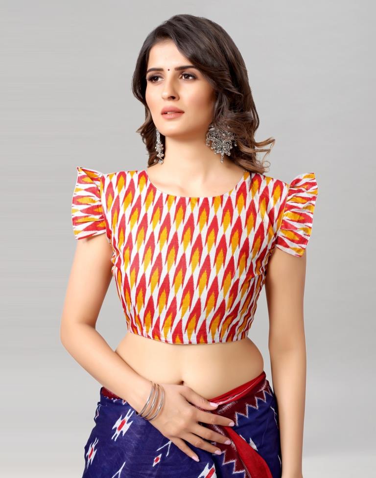 Royal Blue Coloured Cotton Printed Saree | Sudathi