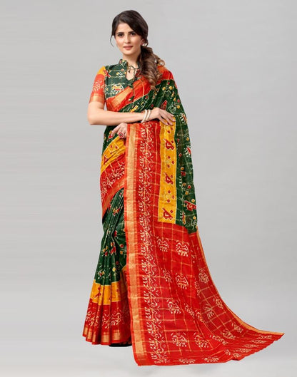 Green Coloured Patola Printed Saree | Sudathi