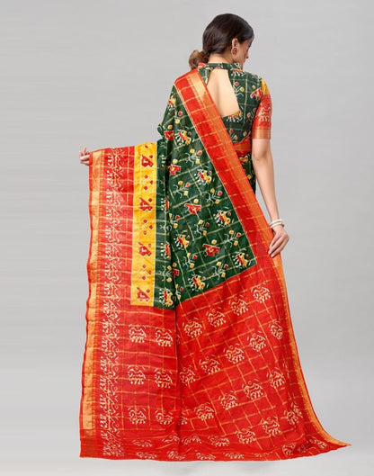Green Coloured Patola Printed Saree | Sudathi