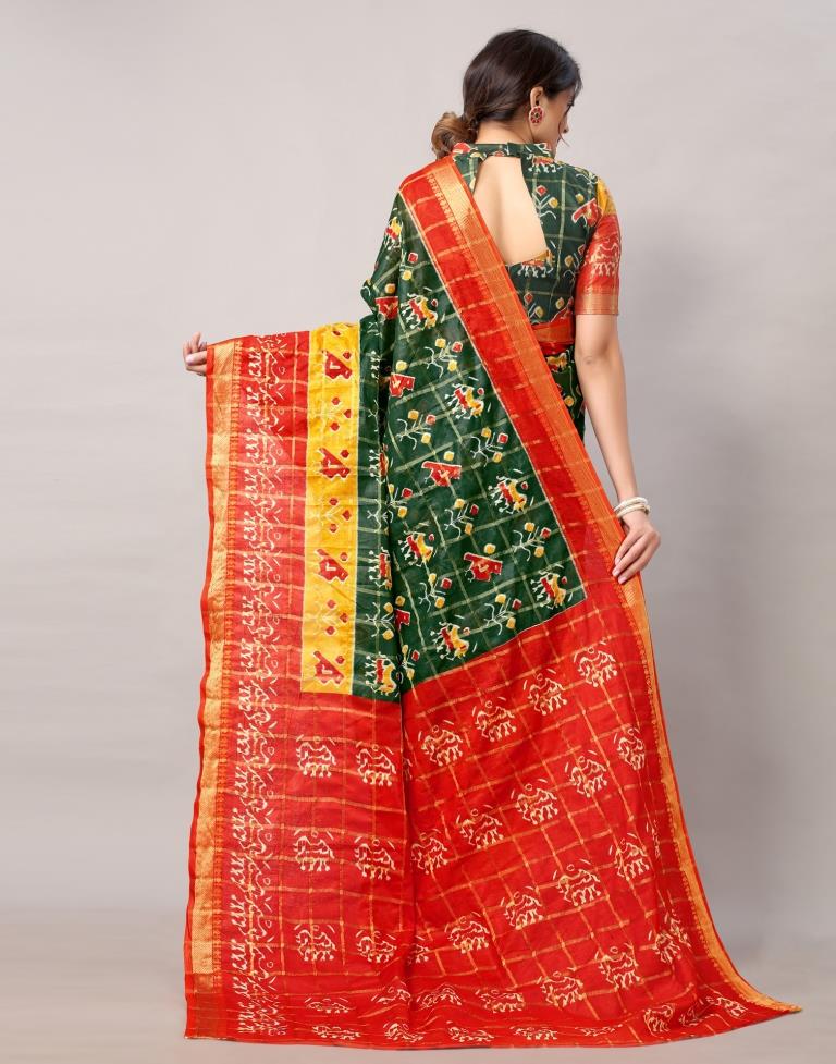 Green Coloured Patola Printed Saree | Sudathi