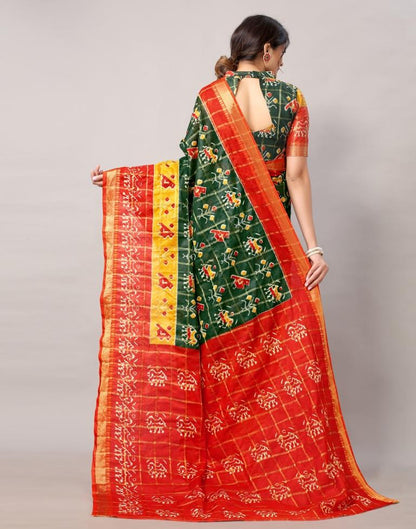 Green Coloured Patola Printed Saree | Sudathi