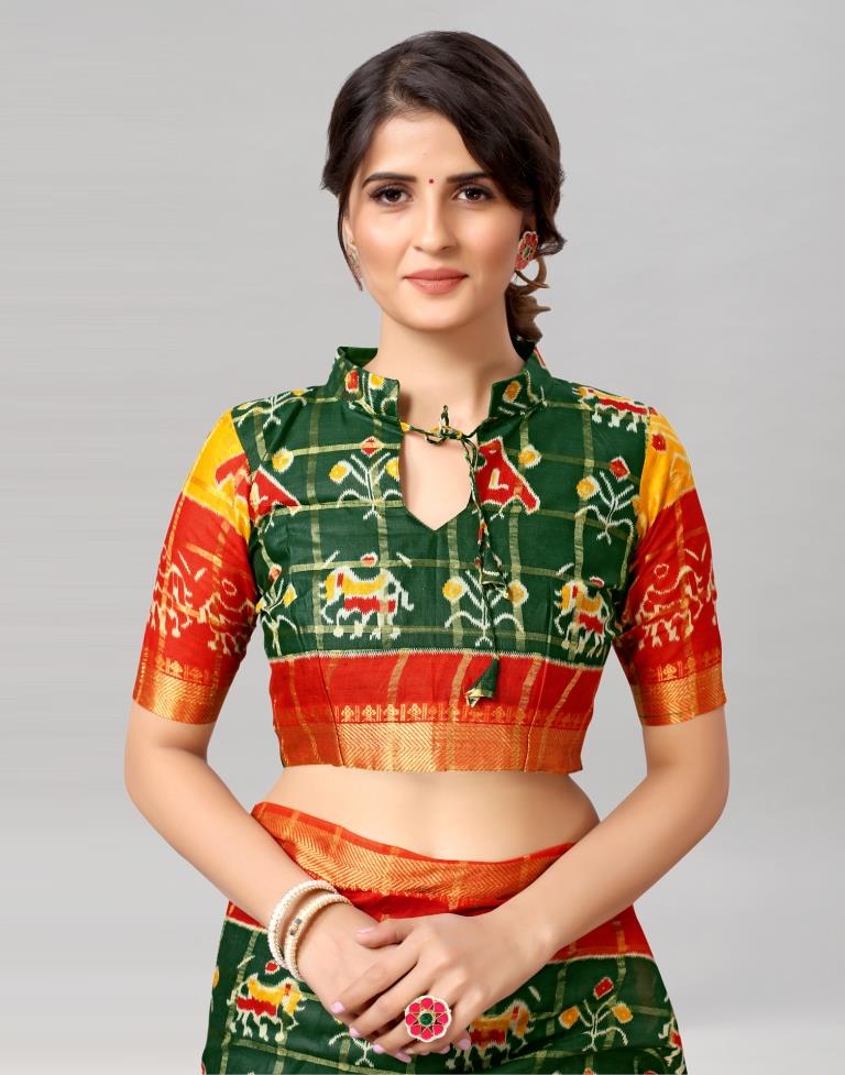 Green Coloured Patola Printed Saree | Sudathi