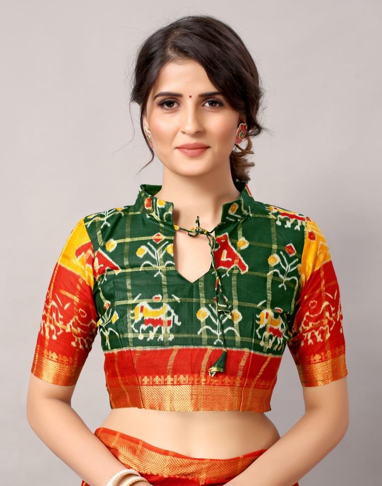 Green Coloured Patola Printed Saree | Sudathi