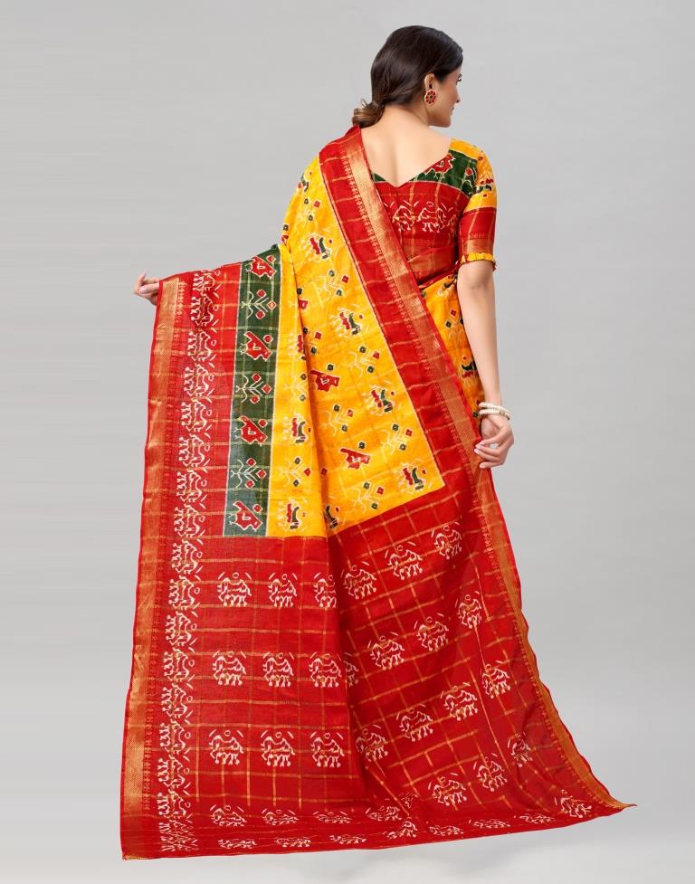 Yellow Coloured Cotton Printed Saree | Sudathi