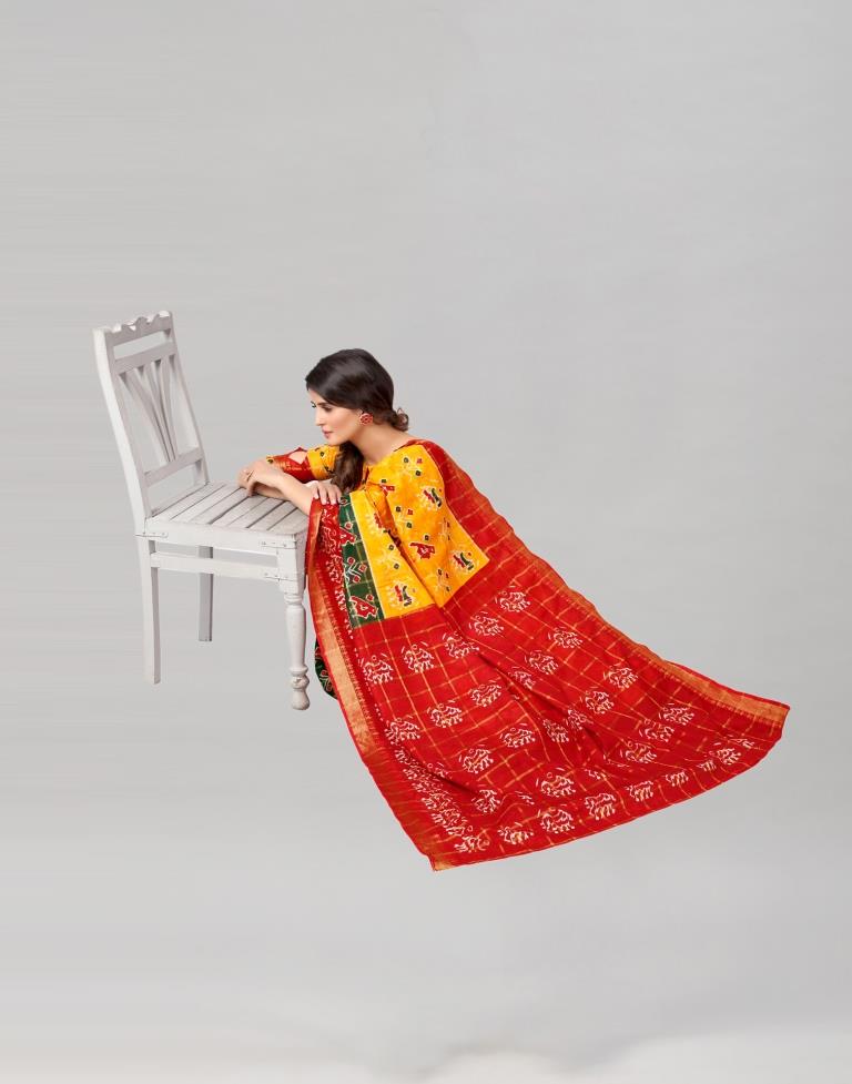 Yellow Coloured Cotton Printed Saree | Sudathi