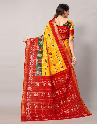 Yellow Coloured Cotton Printed Saree | Sudathi