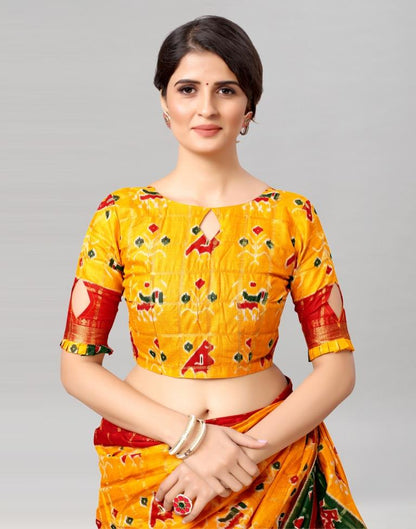 Yellow Coloured Cotton Printed Saree | Sudathi