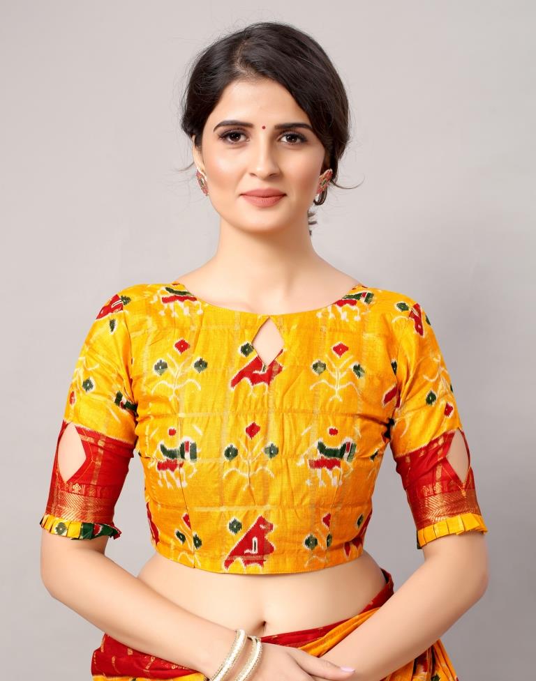 Yellow Coloured Cotton Printed Saree | Sudathi