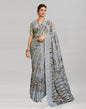 Grey Coloured Georgette Floral Printed Saree | Sudathi