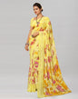 Yellow Coloured Georgette Floral Printed Saree | Sudathi