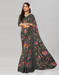Shadow Grey Coloured Georgette Floral Printed Saree | Sudathi