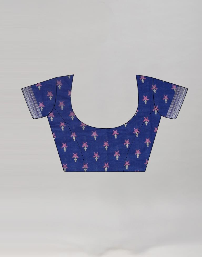 Navy Blue Coloured Poly Cotton Printed Saree | Sudathi