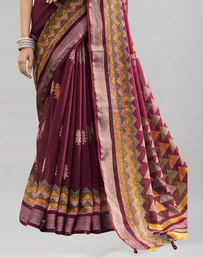 Maroon Coloured Poly Cotton Printed Saree | Sudathi