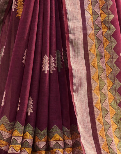 Maroon Coloured Poly Cotton Printed Saree | Sudathi