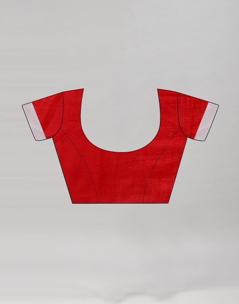 White Coloured Poly Cotton Printed Saree | Sudathi