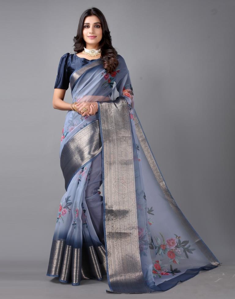 Blue Organza Saree | Sudathi