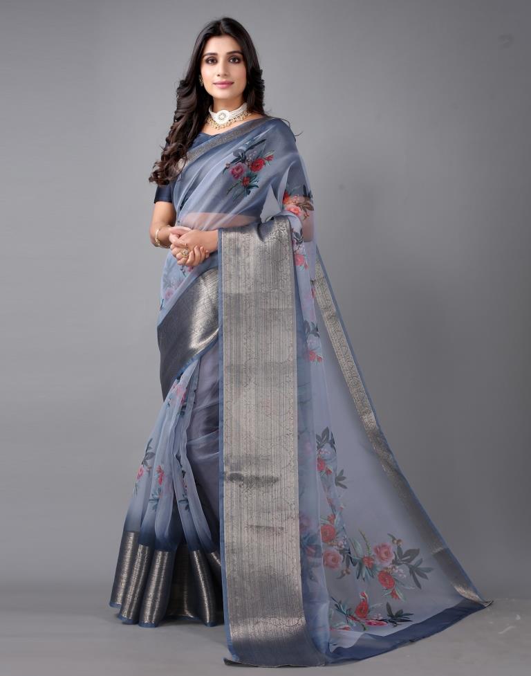 Blue Organza Saree | Sudathi