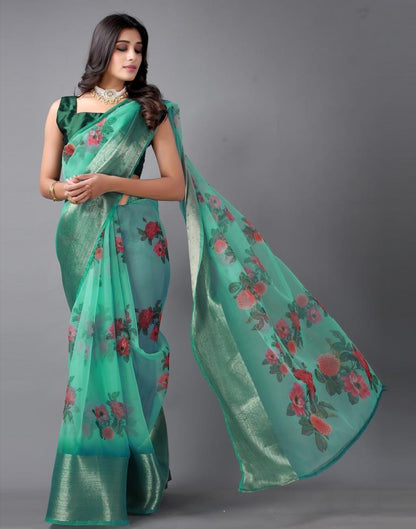 Jungle Green Organza Saree | Sudathi