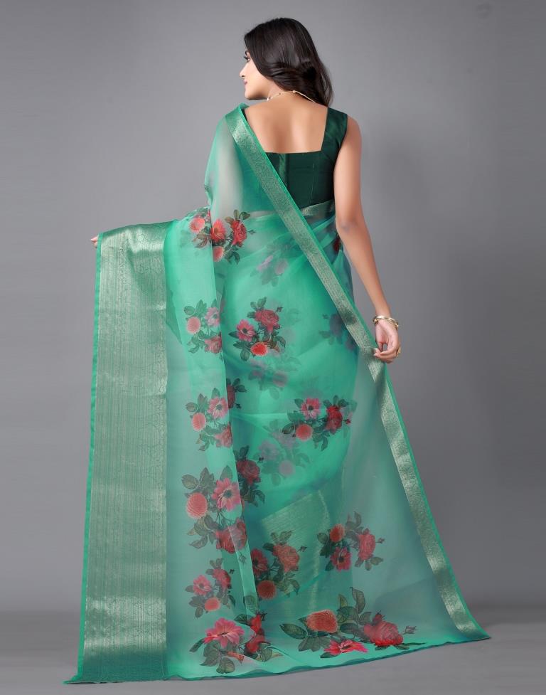 Jungle Green Organza Saree | Sudathi