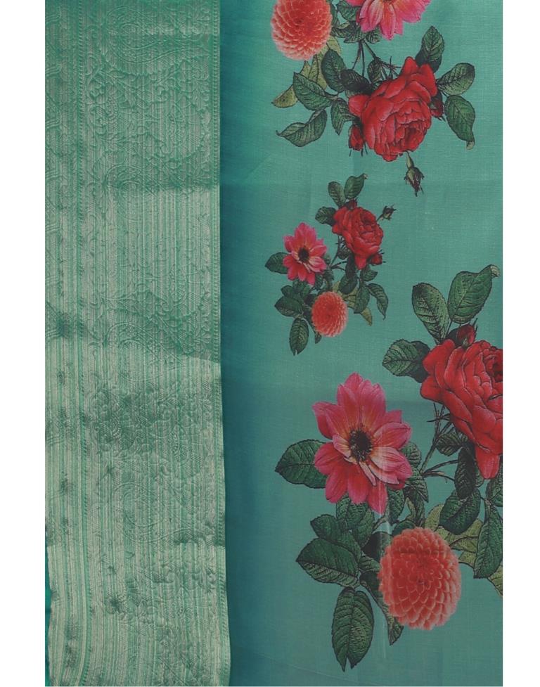 Jungle Green Organza Saree | Sudathi