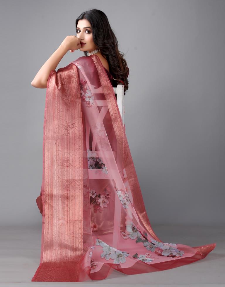 Rose Pink Organza Saree | Sudathi