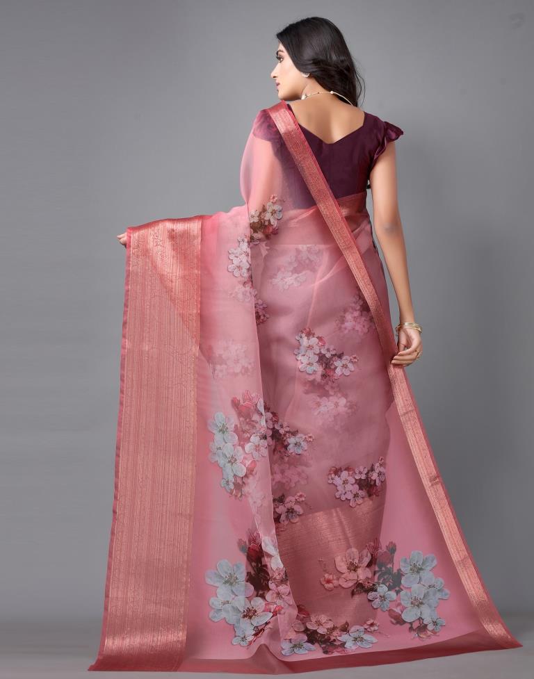Rose Pink Organza Saree | Sudathi
