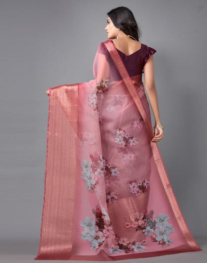 Rose Pink Organza Saree | Sudathi