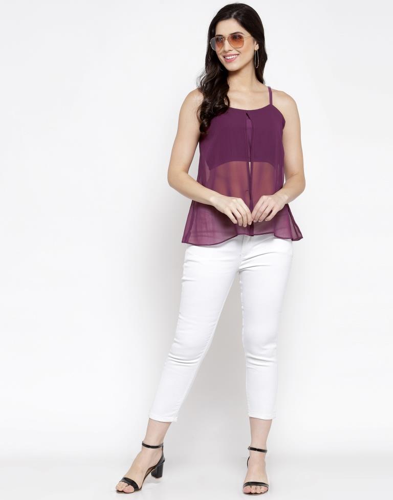 Purple Colored Georgette Solid Top | Sudathi