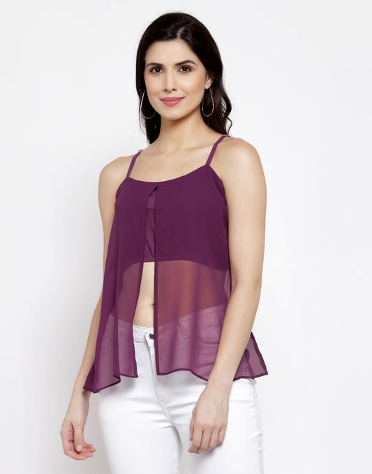 Purple Colored Georgette Solid Top | Sudathi