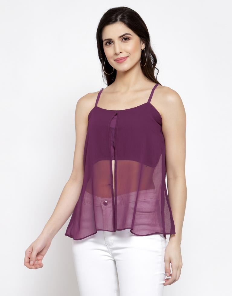 Purple Colored Georgette Solid Top | Sudathi