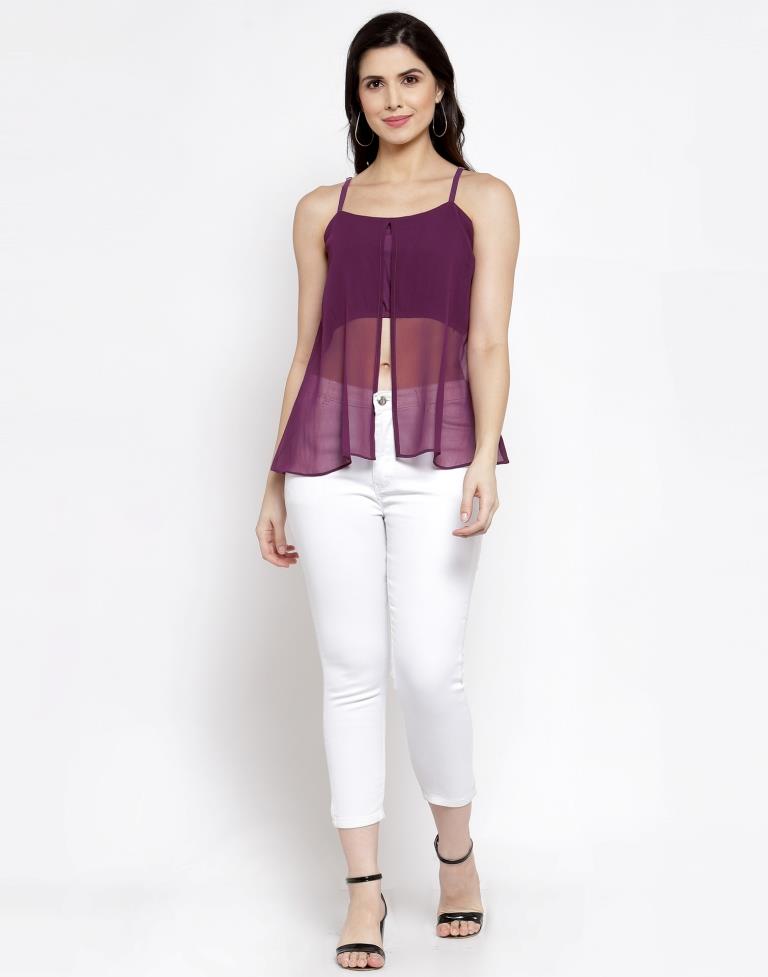Purple Colored Georgette Solid Top | Sudathi