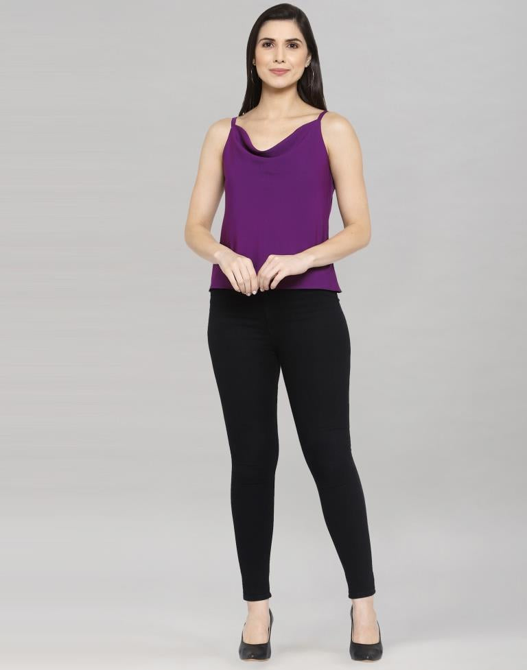 Purple Coloured Crepe Solid Top | Sudathi