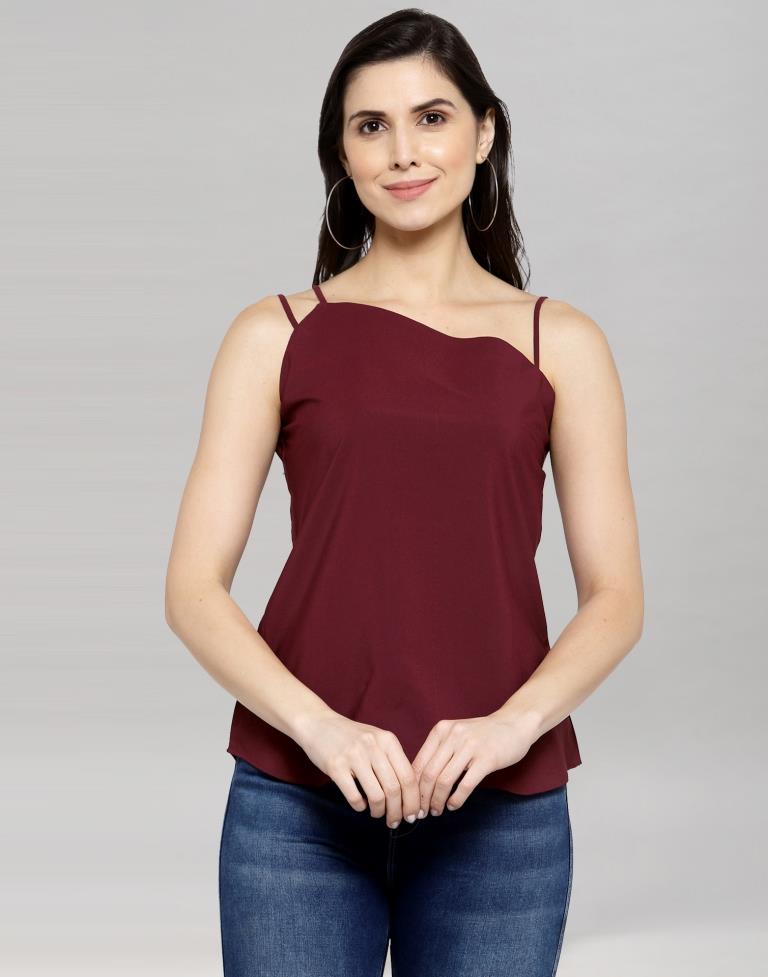 Maroon Coloured Crepe Solid Top | Sudathi