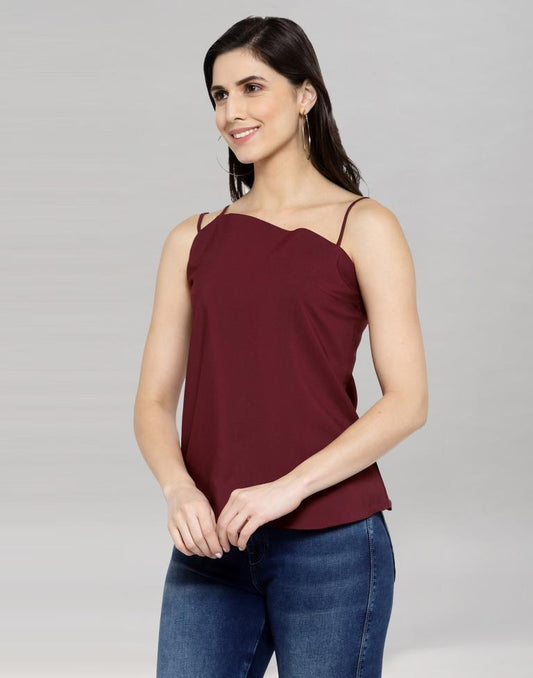 Maroon Coloured Crepe Solid Top | Sudathi