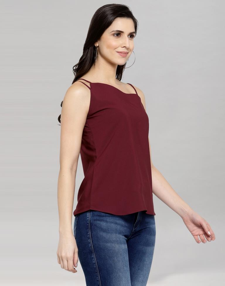 Maroon Coloured Crepe Solid Top | Sudathi