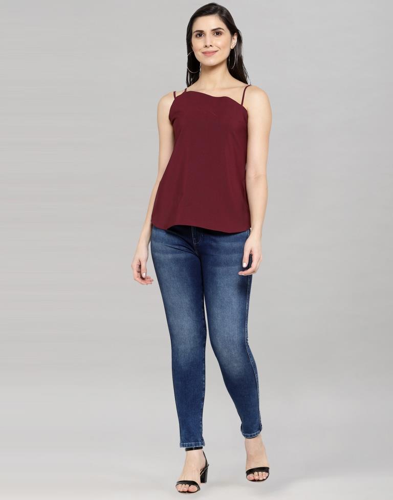 Maroon Coloured Crepe Solid Top | Sudathi