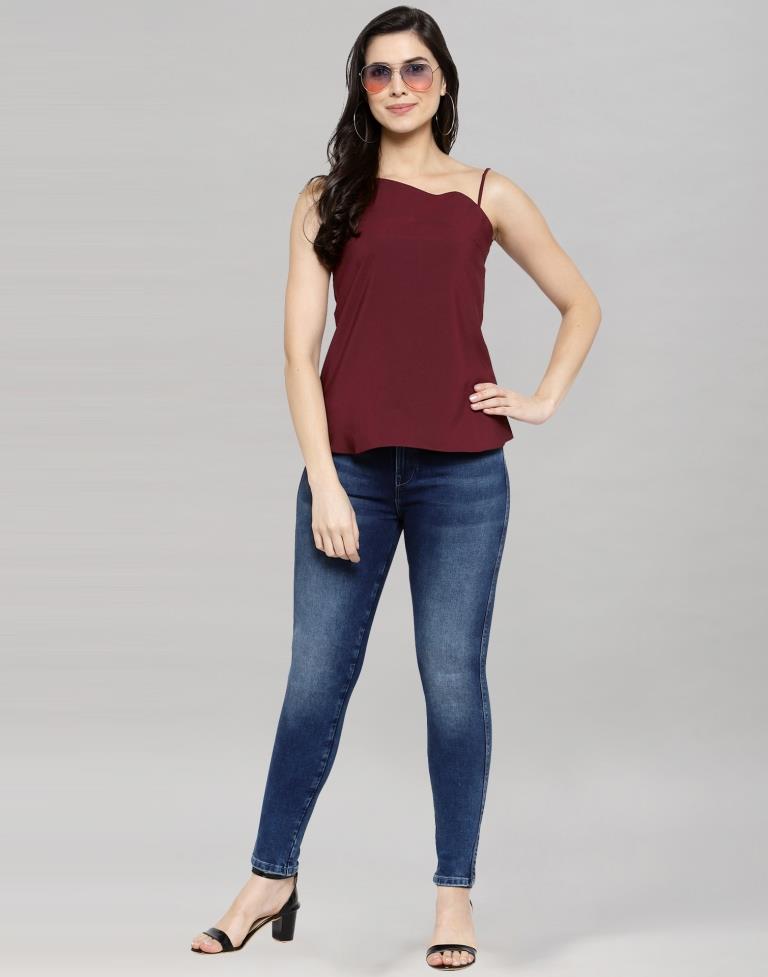 Maroon Coloured Crepe Solid Top | Sudathi