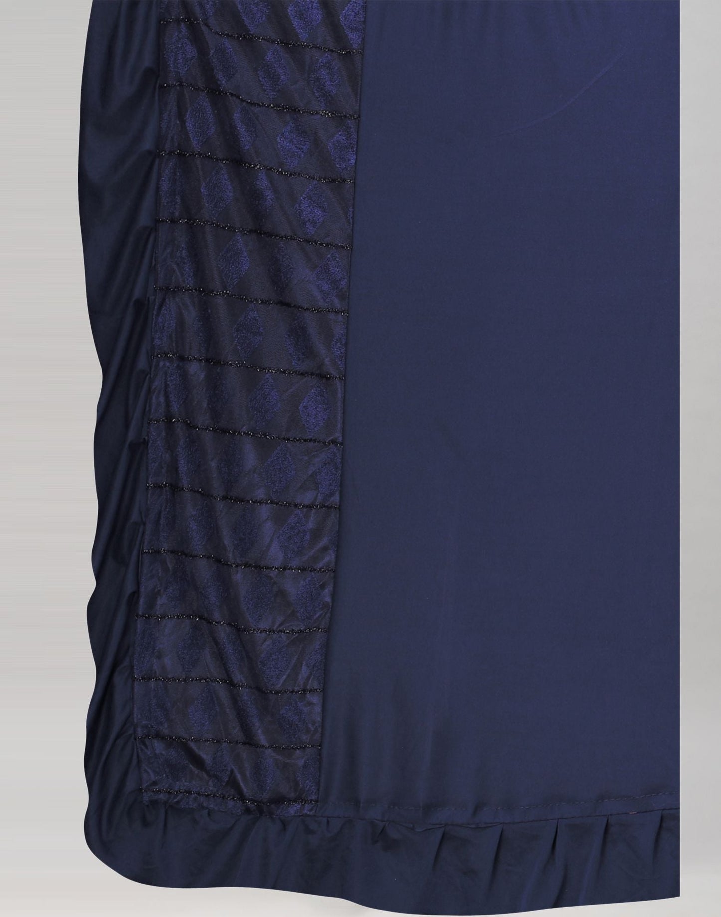 Navy Blue Plain Pre-draped Saree | Leemboodi