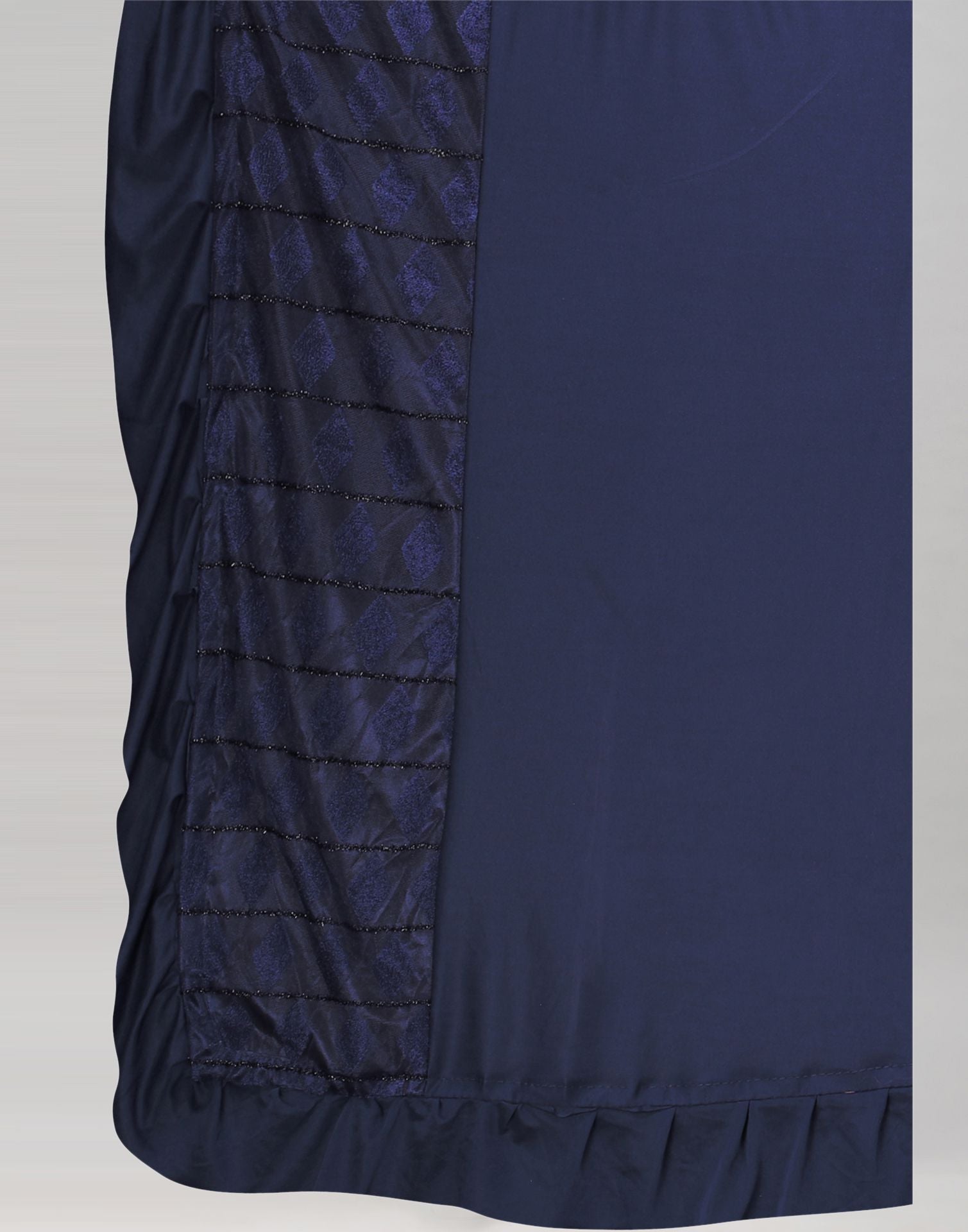 Navy Blue Plain Pre-draped Saree | Leemboodi