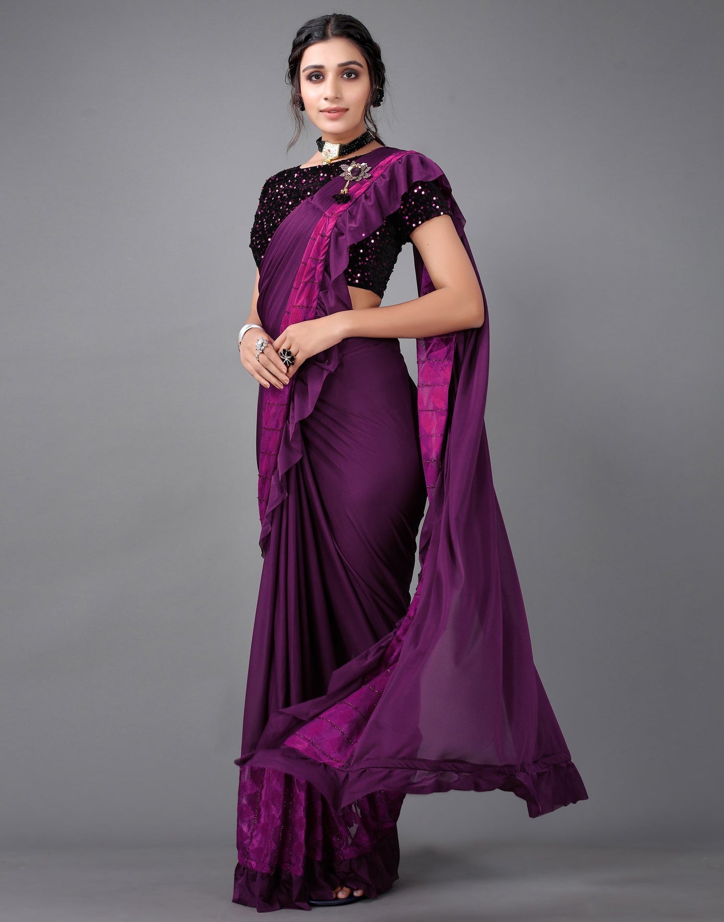 Wine Ready to wear saree | Leemboodi