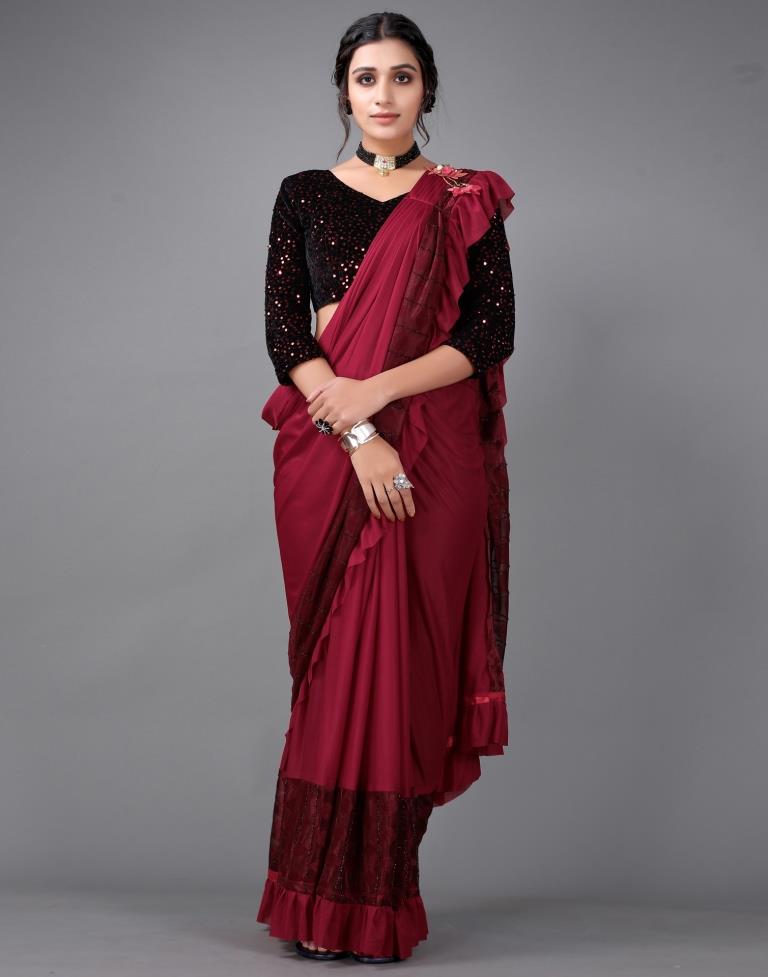 Maroon Ready to wear saree | Leemboodi