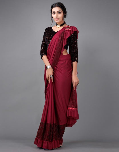 Maroon Ready to wear saree | Leemboodi