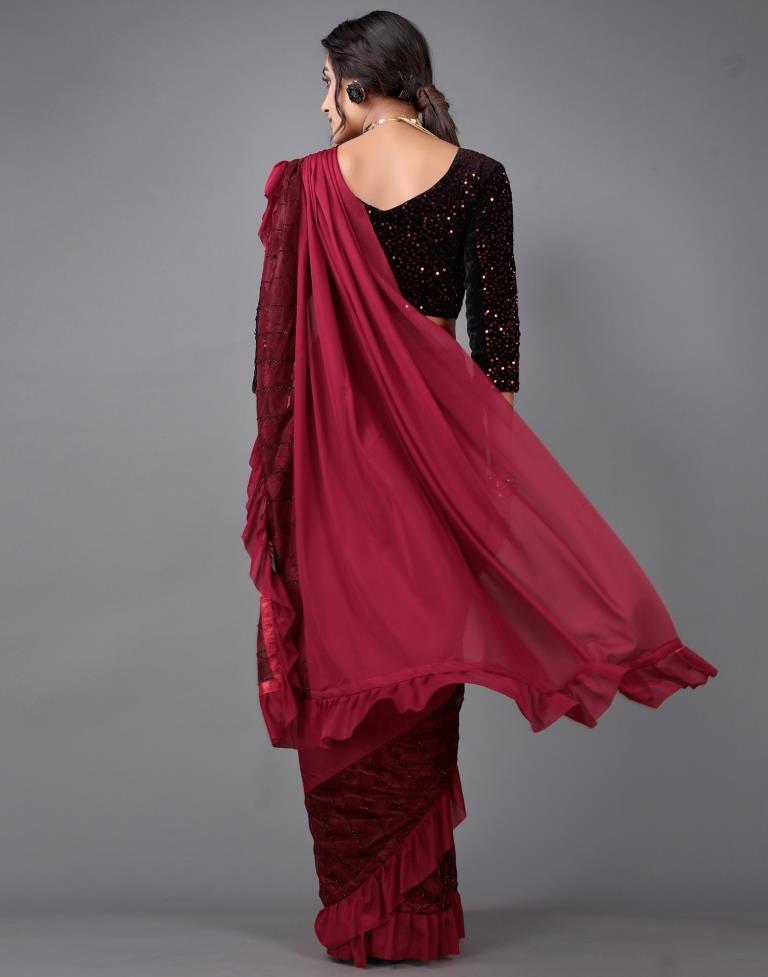 Maroon Ready to wear saree | Leemboodi