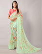 Pista Green Printed Chiffon Saree