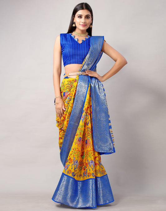 Turmeric Yellow Cotton Saree | Leemboodi