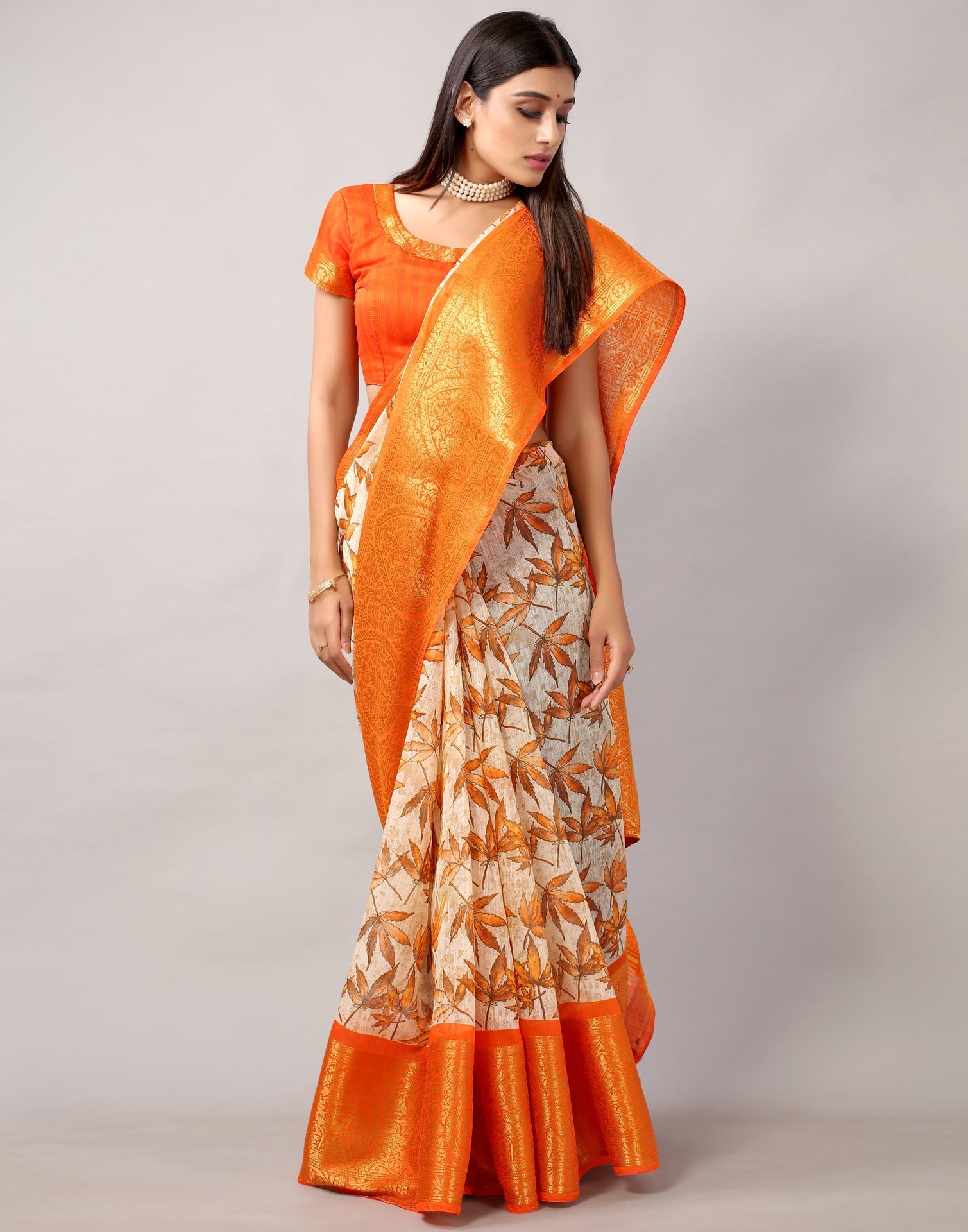 Cream Cotton Saree | Leemboodi