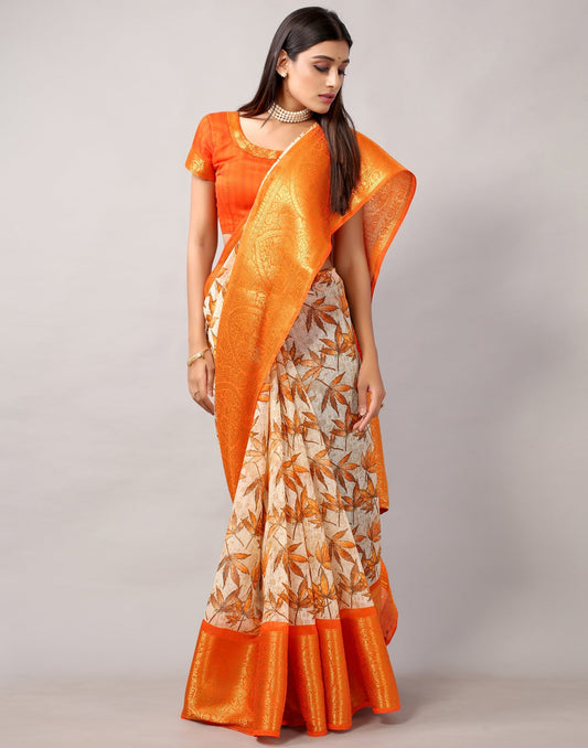 Cream Cotton Saree | Leemboodi