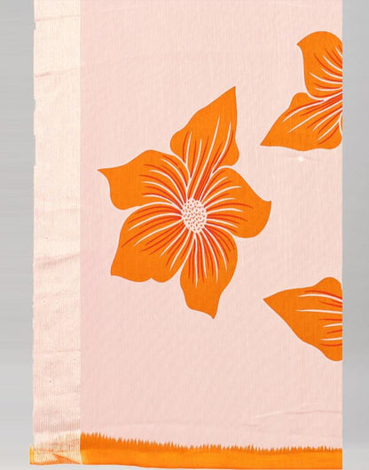 Light Cream Chiffon Saree | Leemboodi