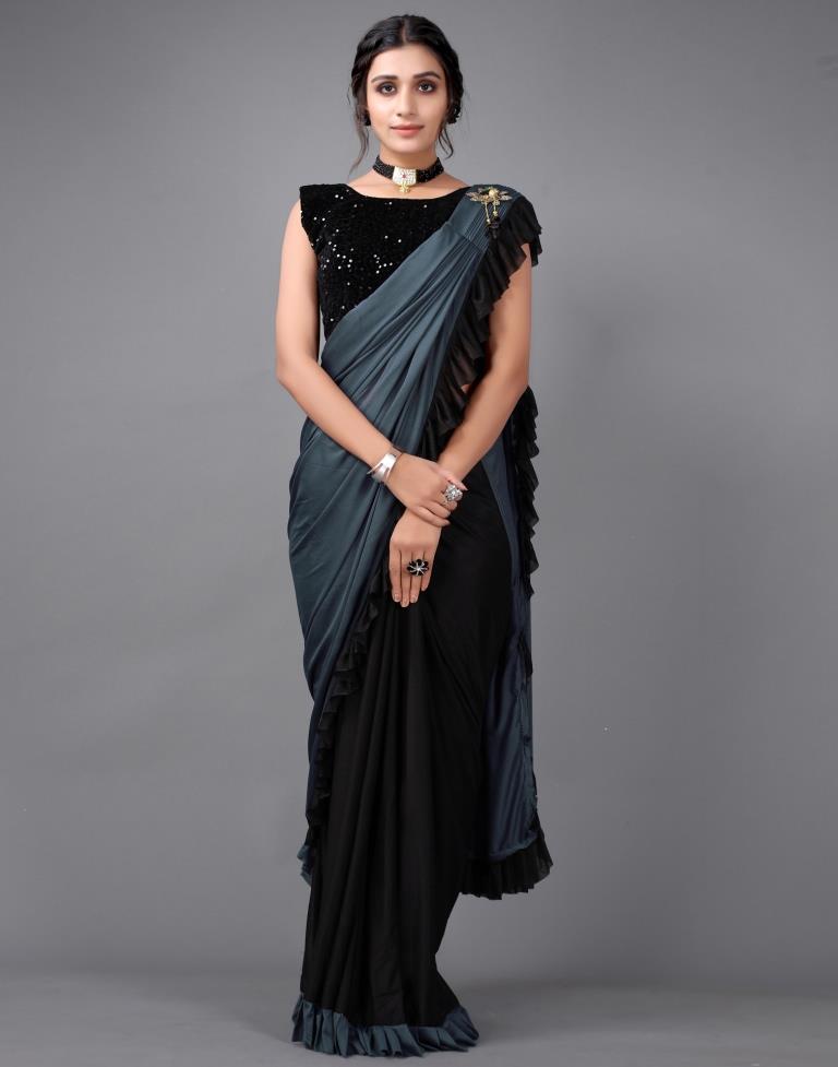 Steel Grey Ready to wear saree | Leemboodi